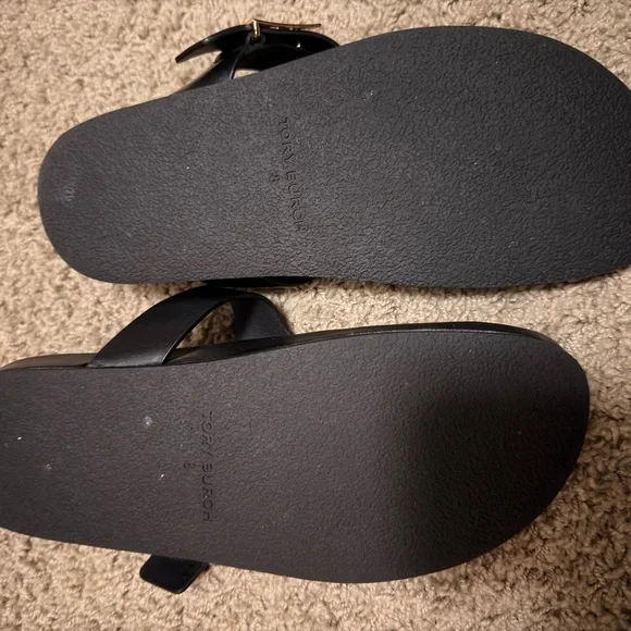 Tory Burch women’s Black Sandals with Gold Accents - Picture 3 of 4